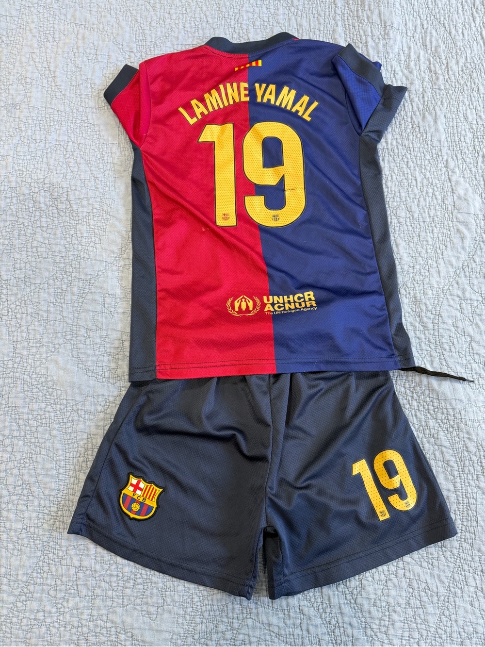 FC Barcelona Kids Lamine Yamal #19 Red & Blue Jersey